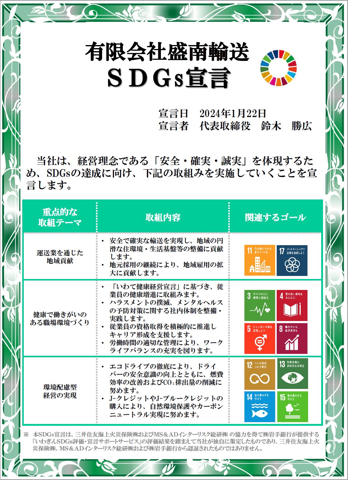 SDG's宣言